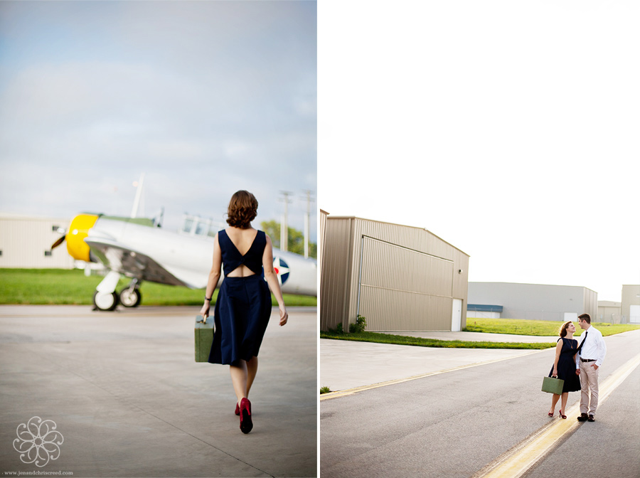 vintage travel engagement session