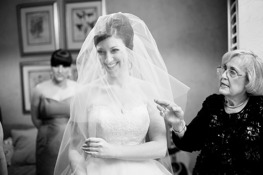 bride in blusher veil