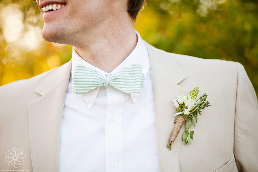 green and white bowtie