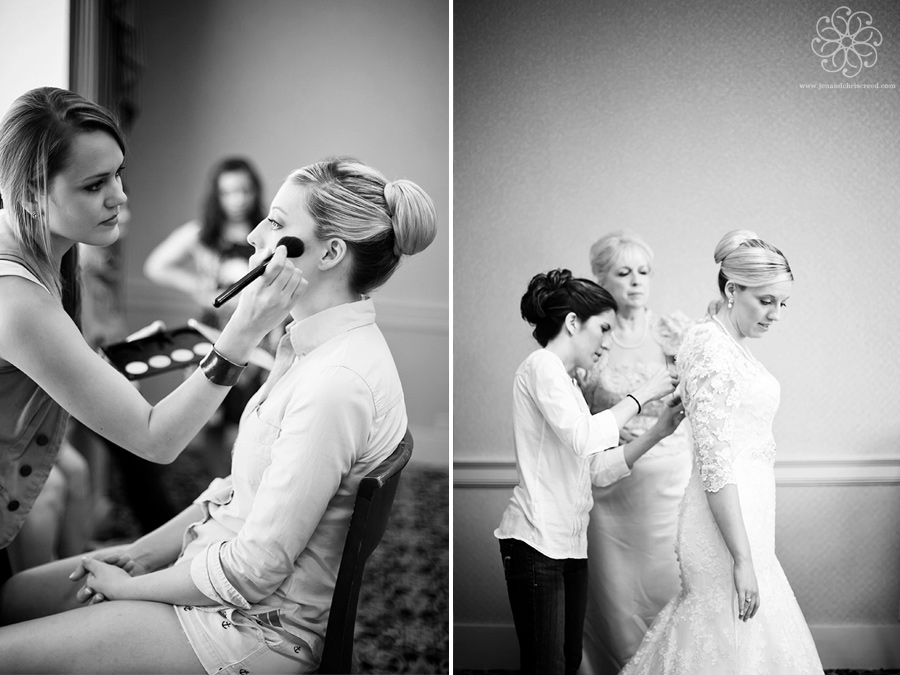 bride getting ready at the Peabody