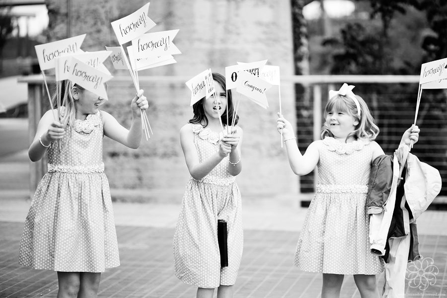 reception exit with pennants