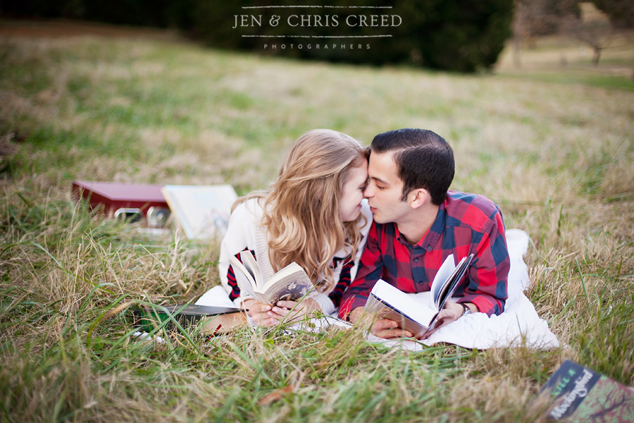 engagement pictures with books