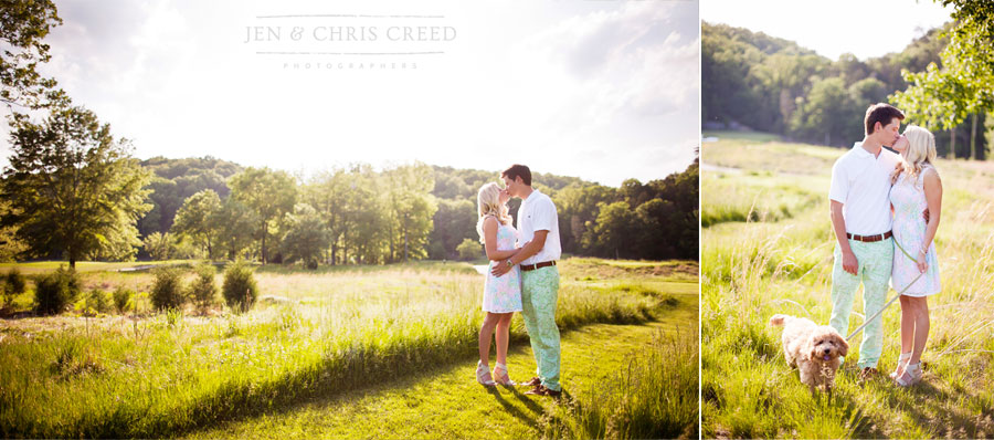 golf course engagement photo session