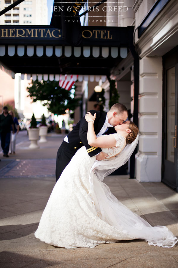 bride and groom at the Hermitage Hotel