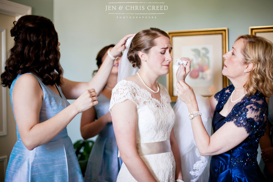 bride crying on wedding day