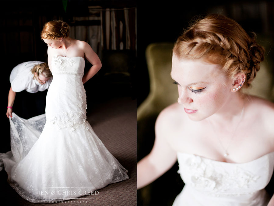 bride with braid in hair