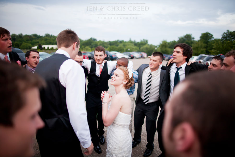 fraternity brothers at wedding