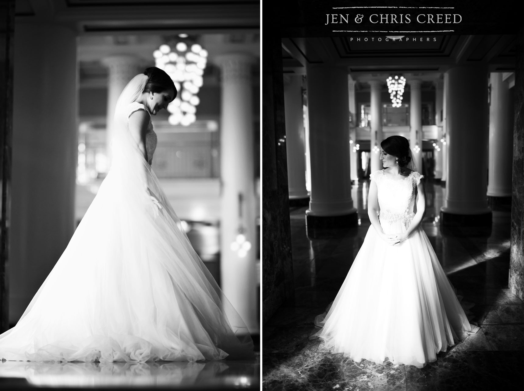 black and white bridal portraits