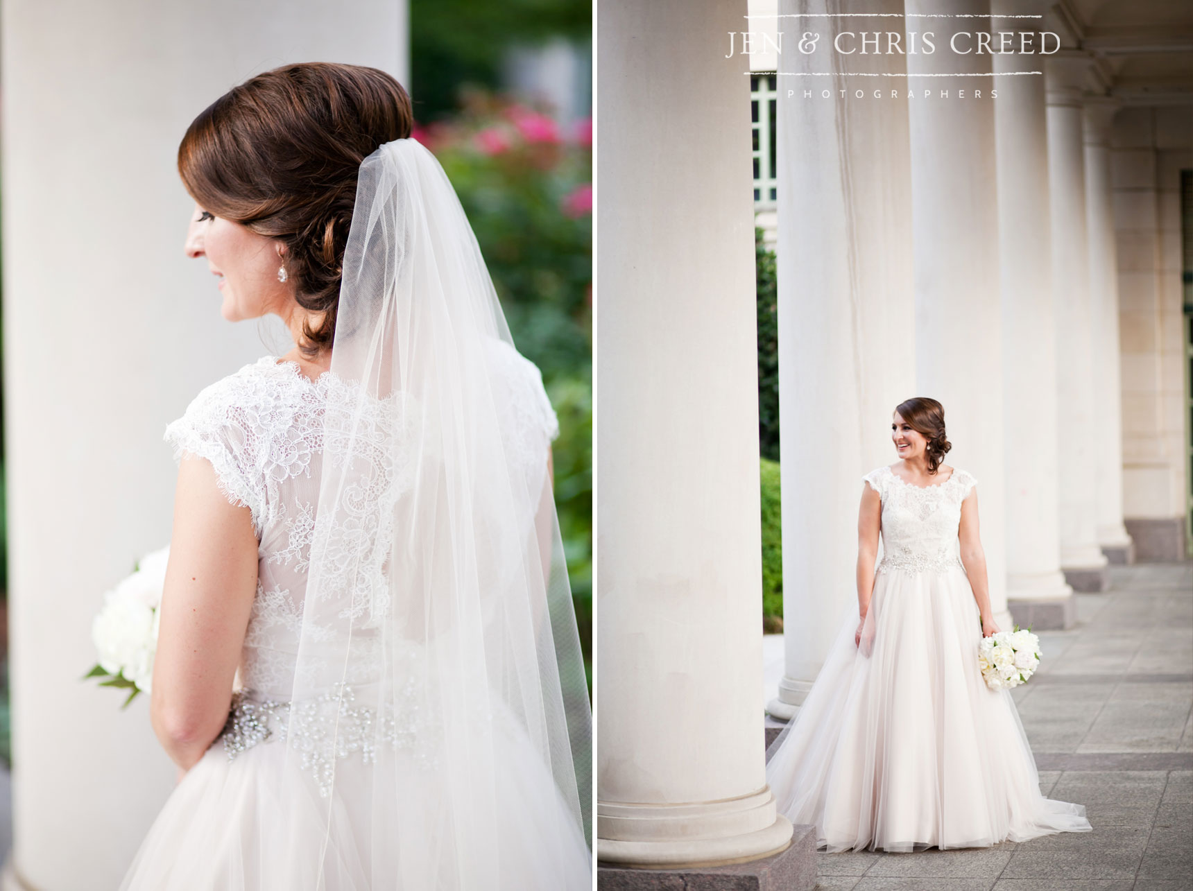 bridal portraits with columns