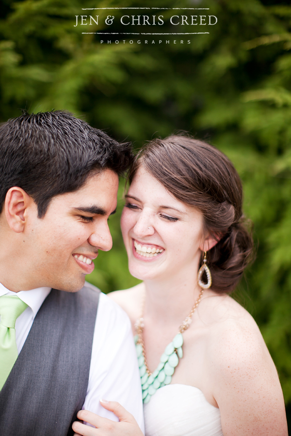 bride laughing with groom