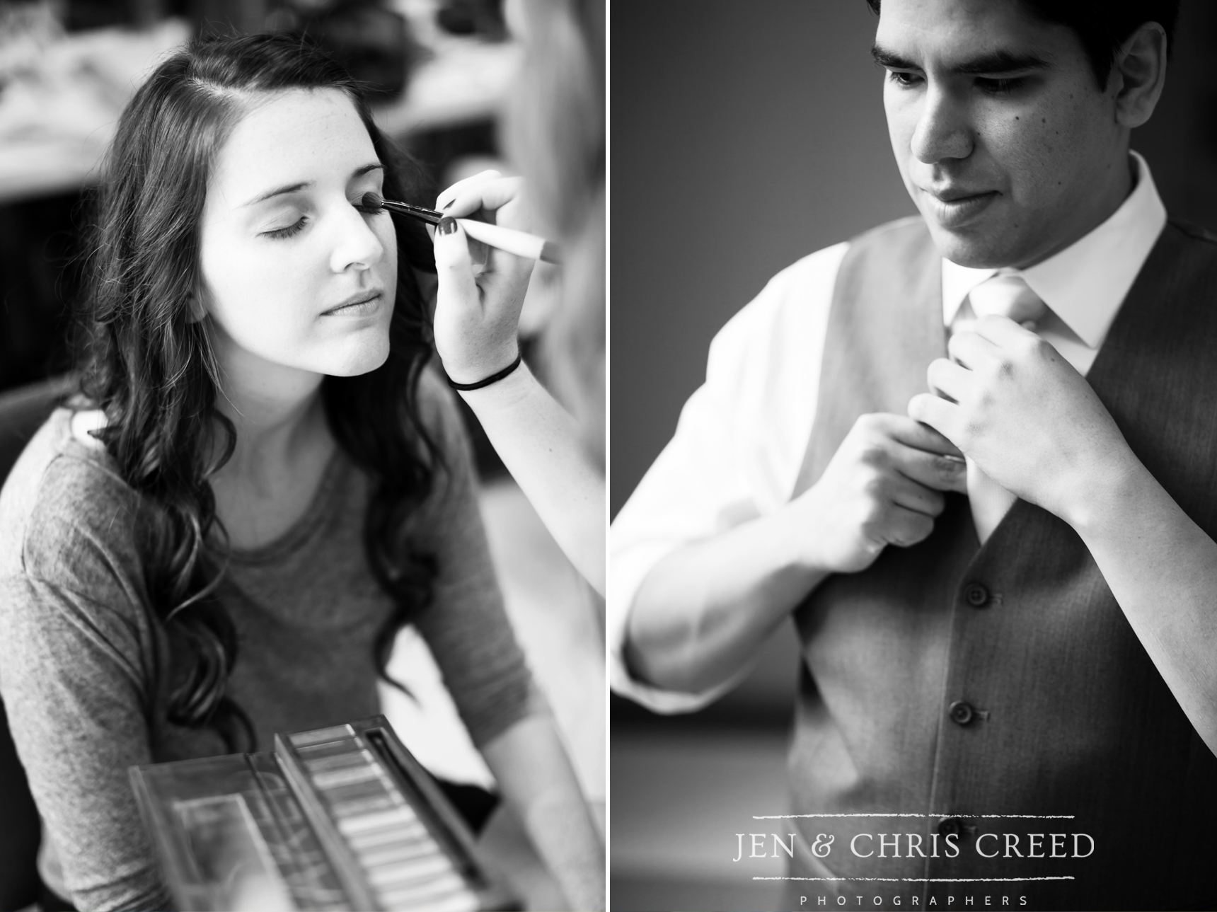 groom tying tie