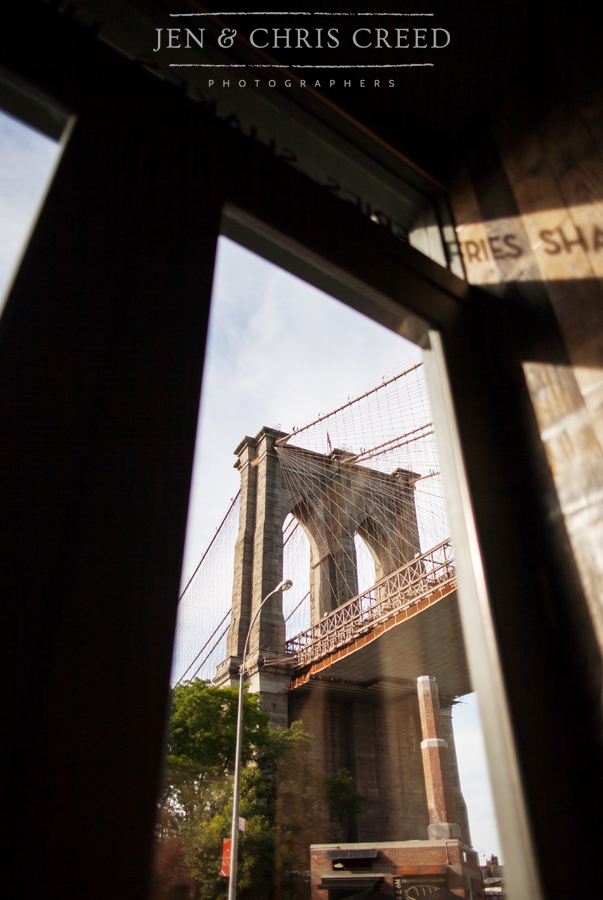 Brooklyn Bridge through window
