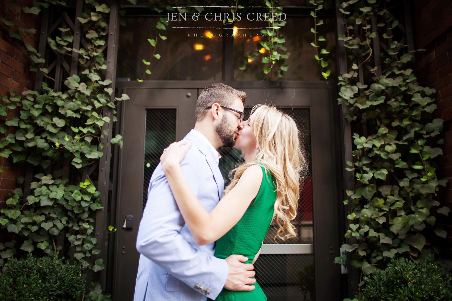 ivy covered wall engagement photo