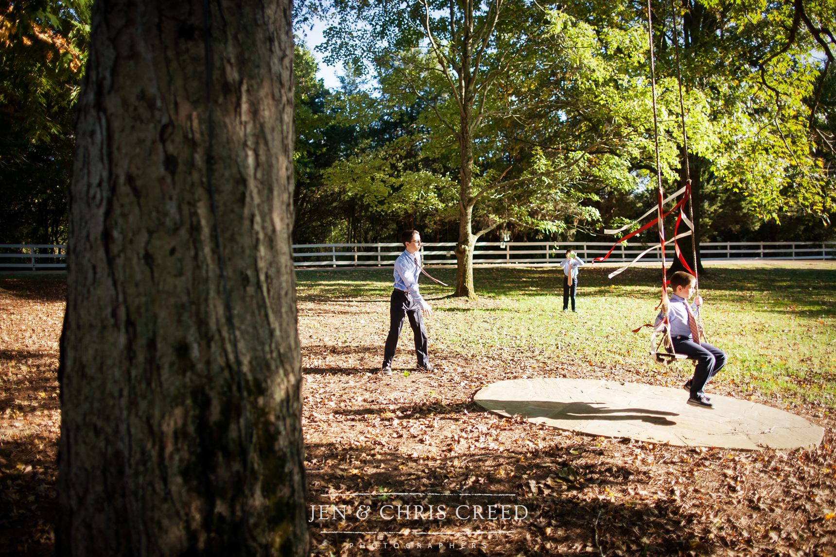 boys on swing