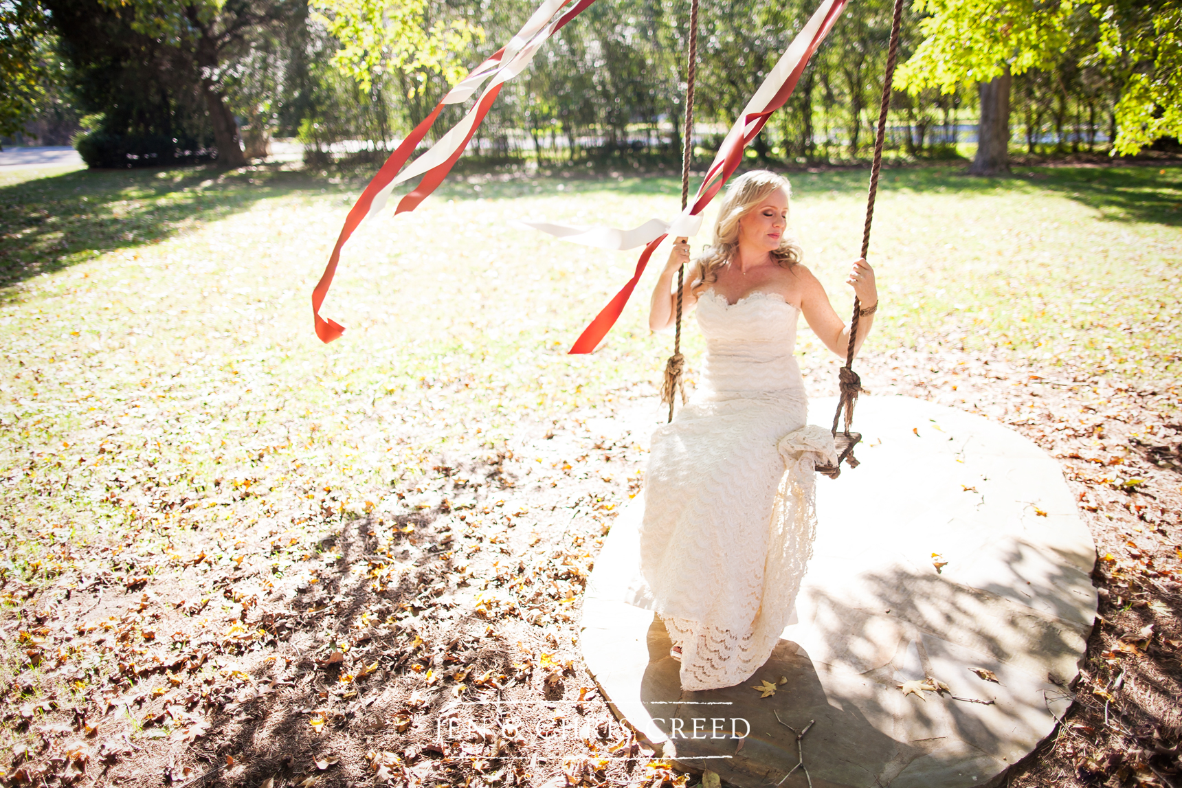 bride on swing