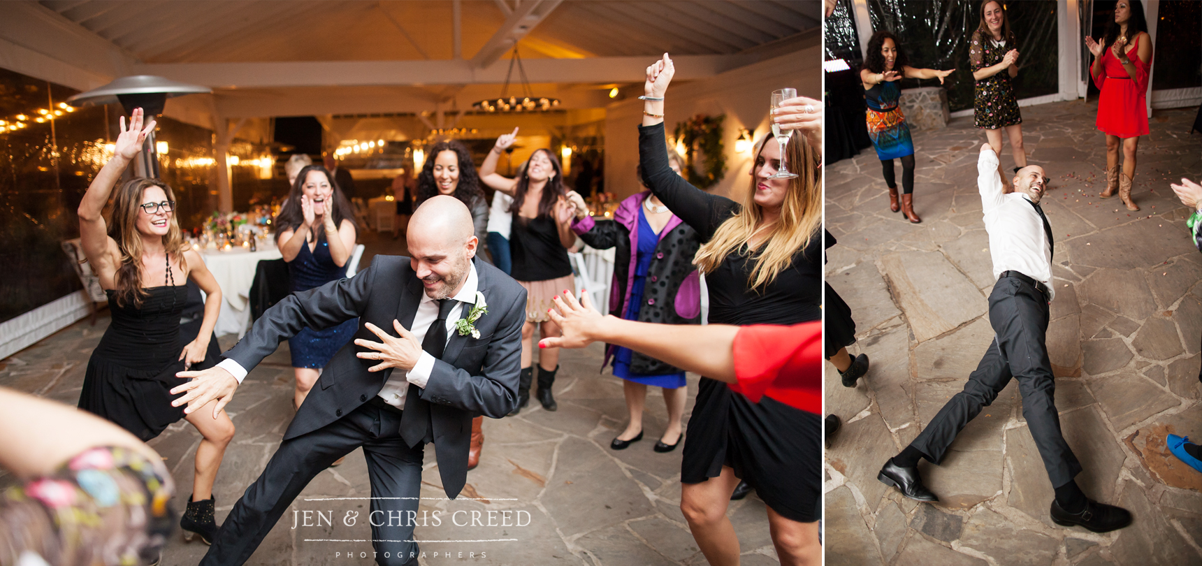 groom dancing at reception