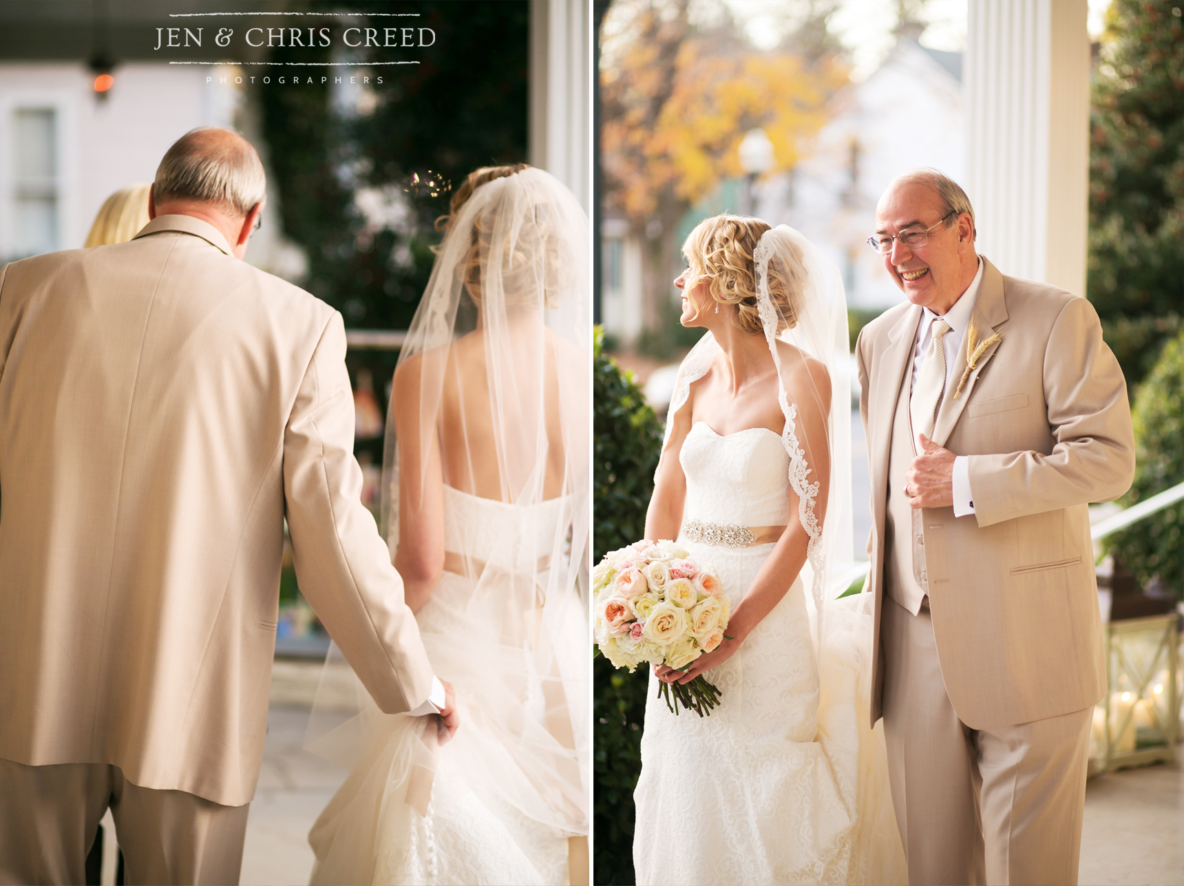 bride and dad before ceremony