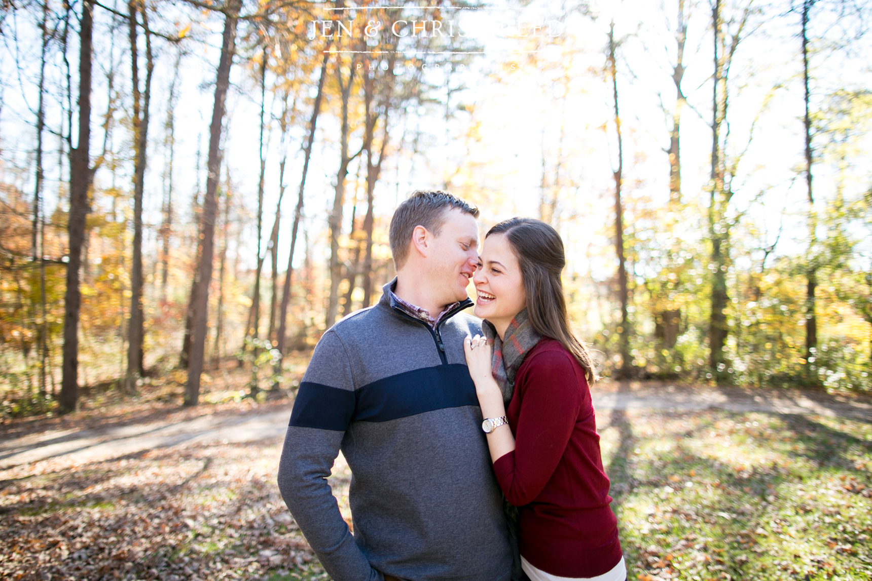 laughing fall engagement photos
