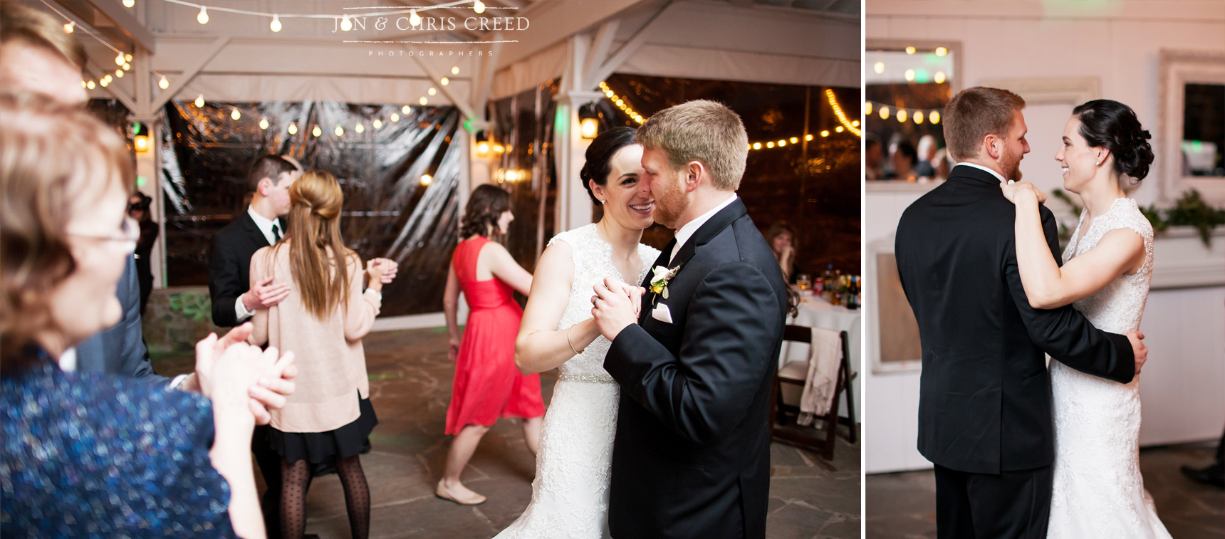 bride and groom enjoying reception