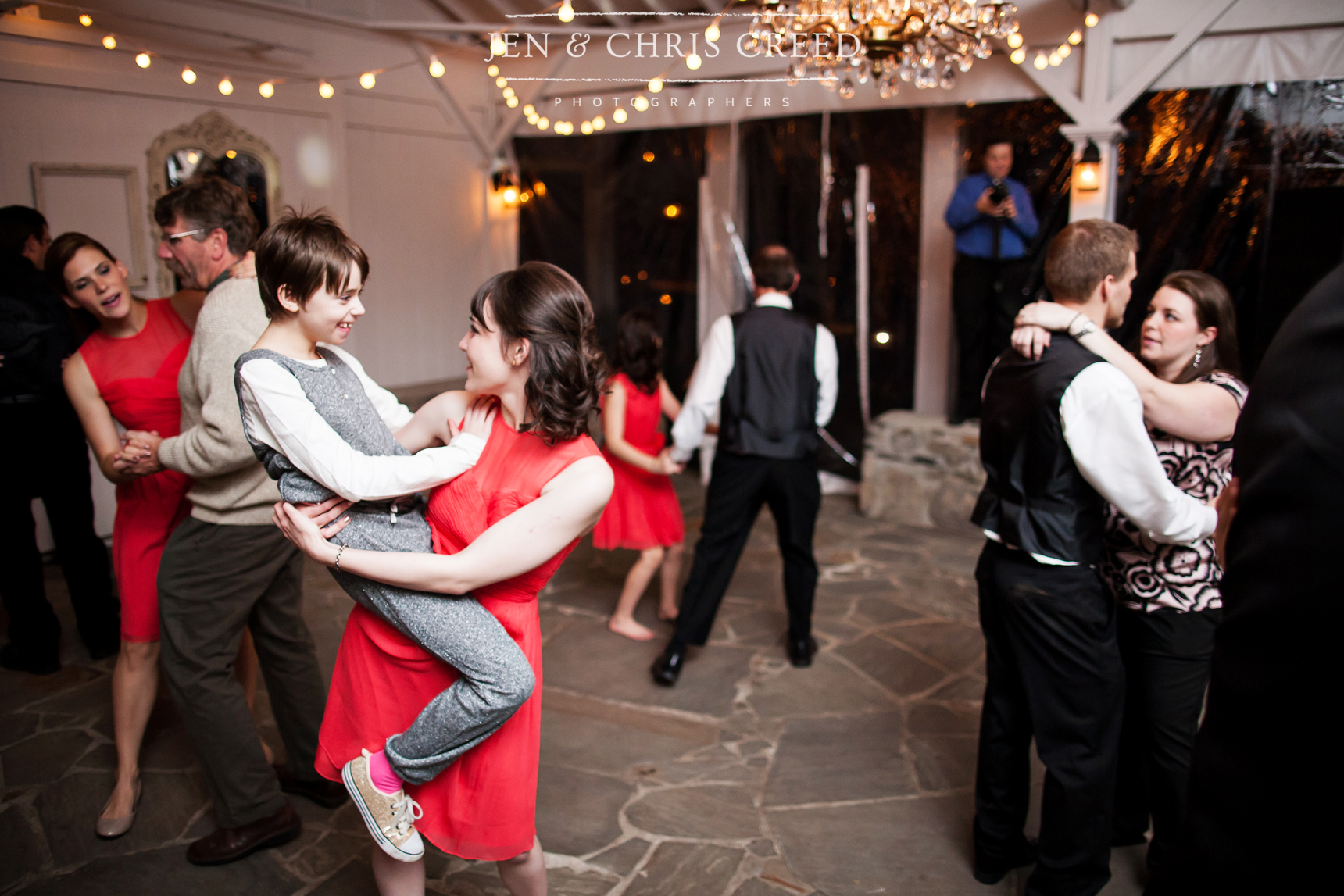 bridesmaids dancing at reception