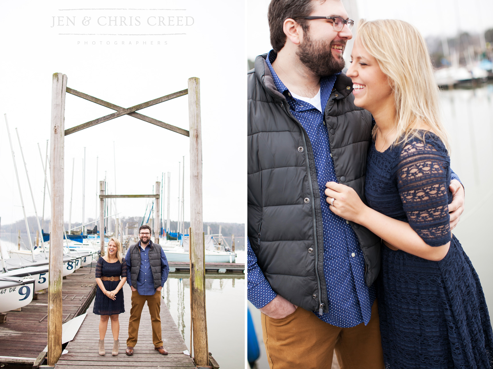 navy blue engagement photos