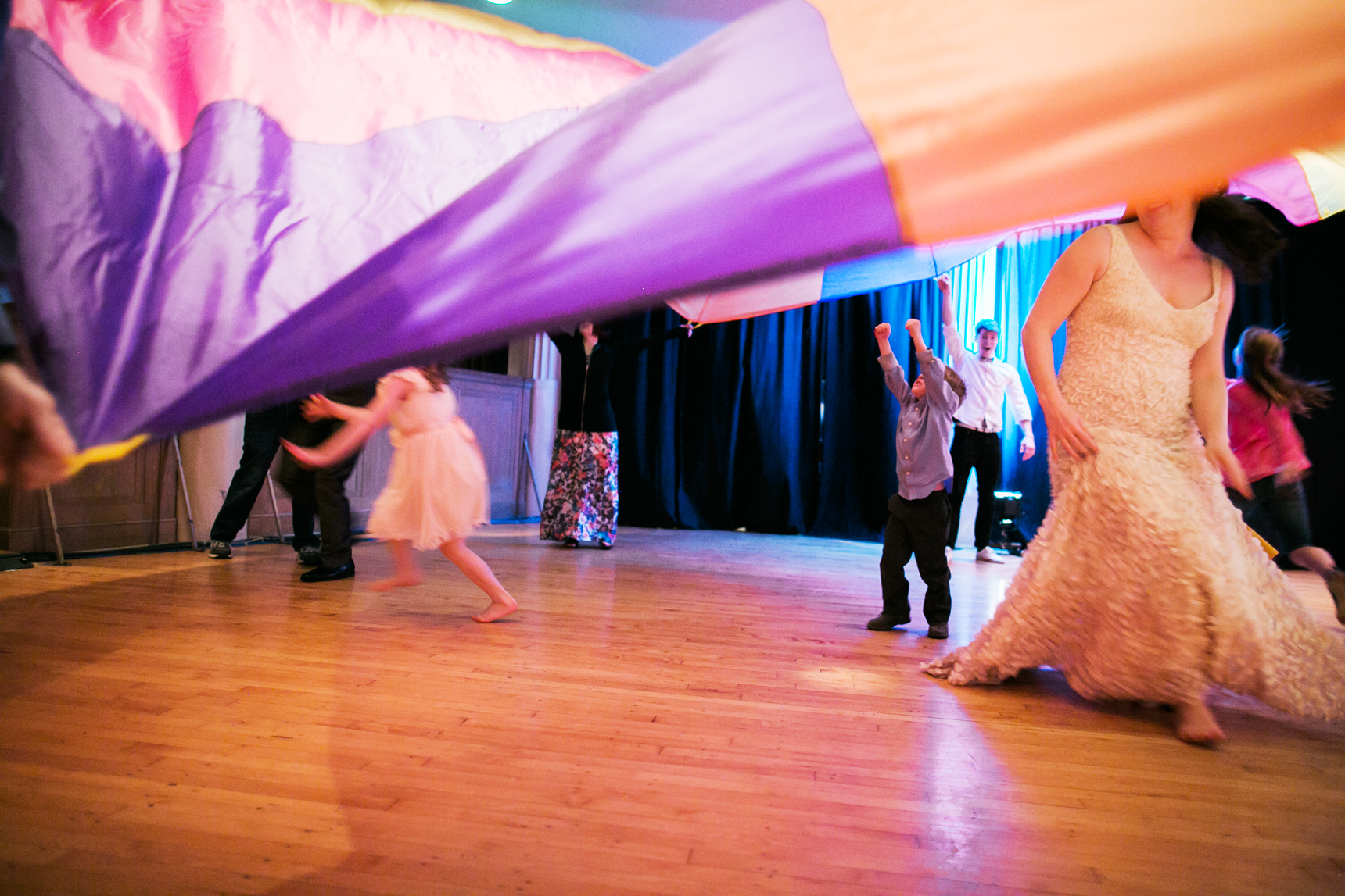 bride with parachute