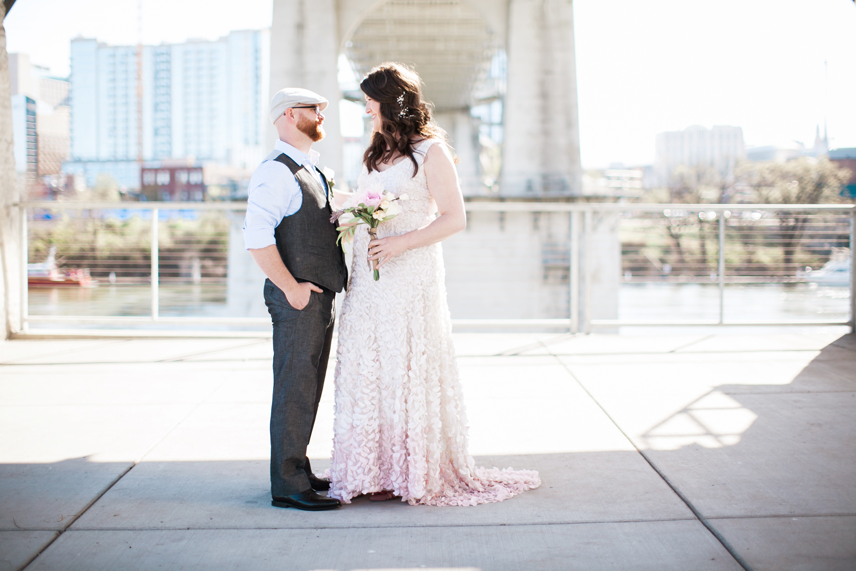 Nashville pedestrian bridge wedding photos