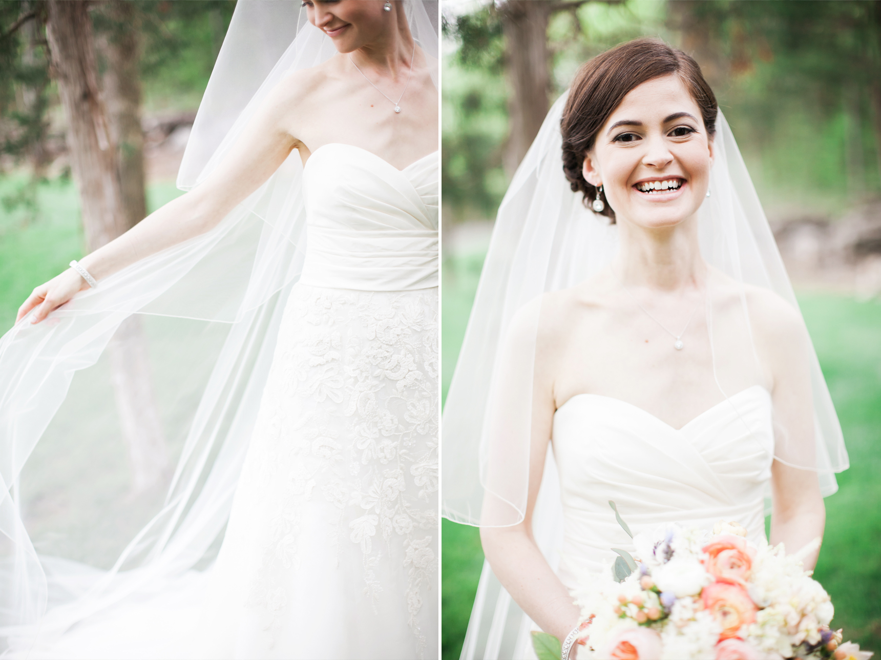 bride playing with veil