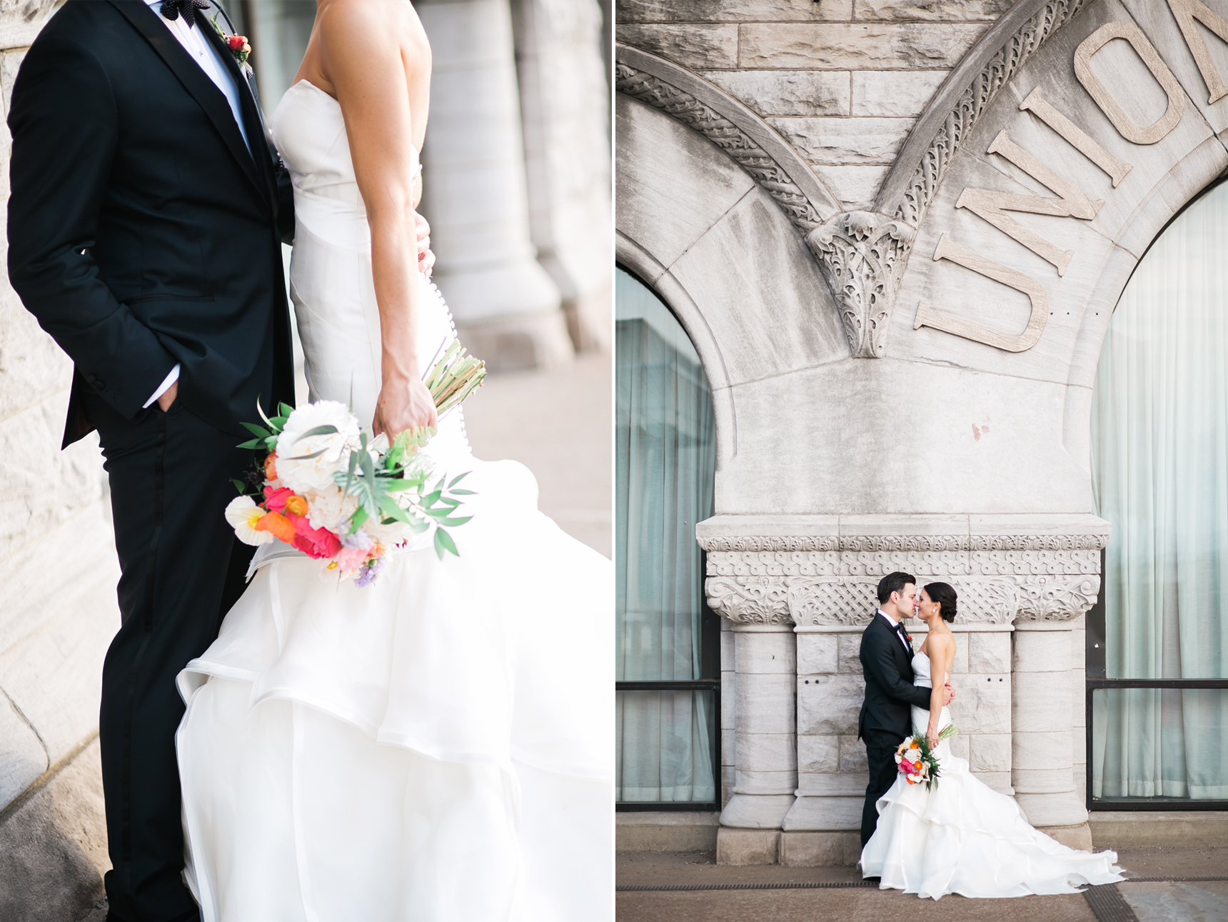 bride and groom at Union Station