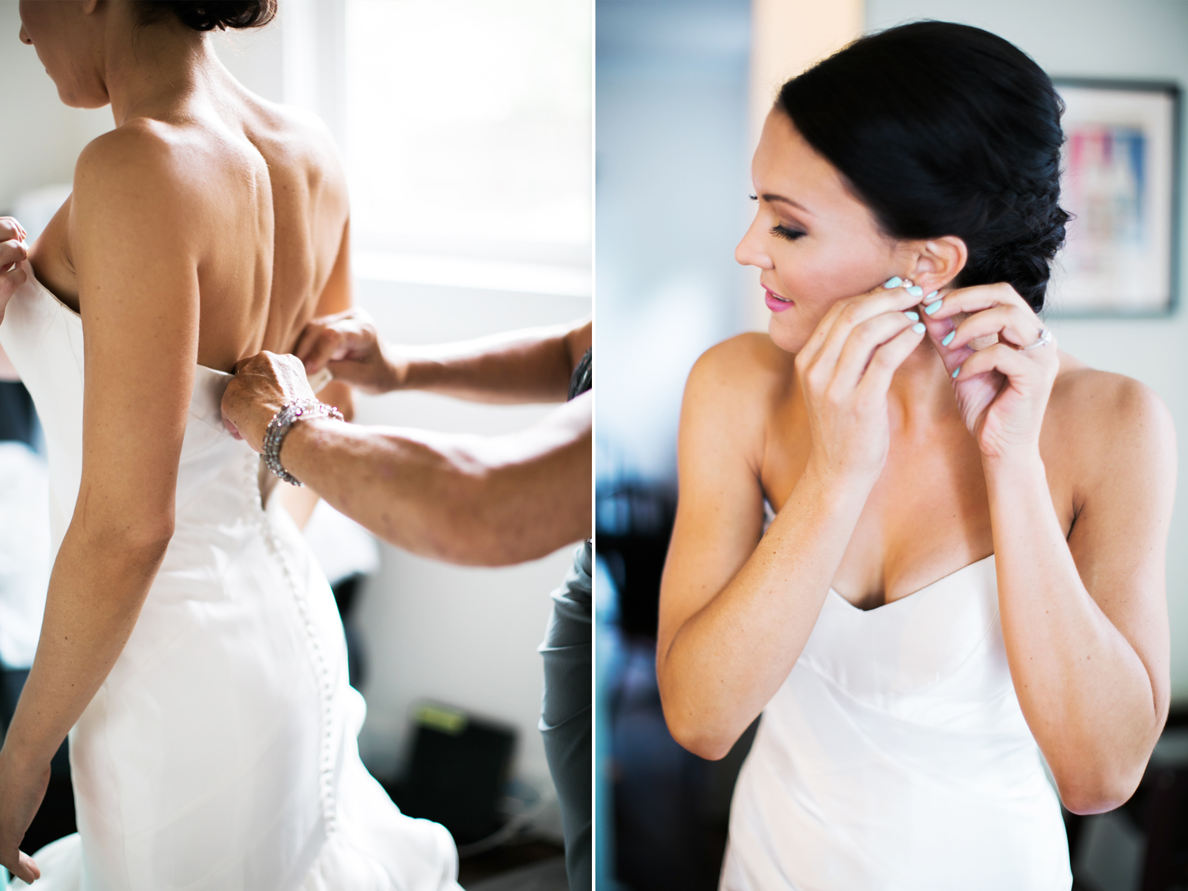 bride putting in earring