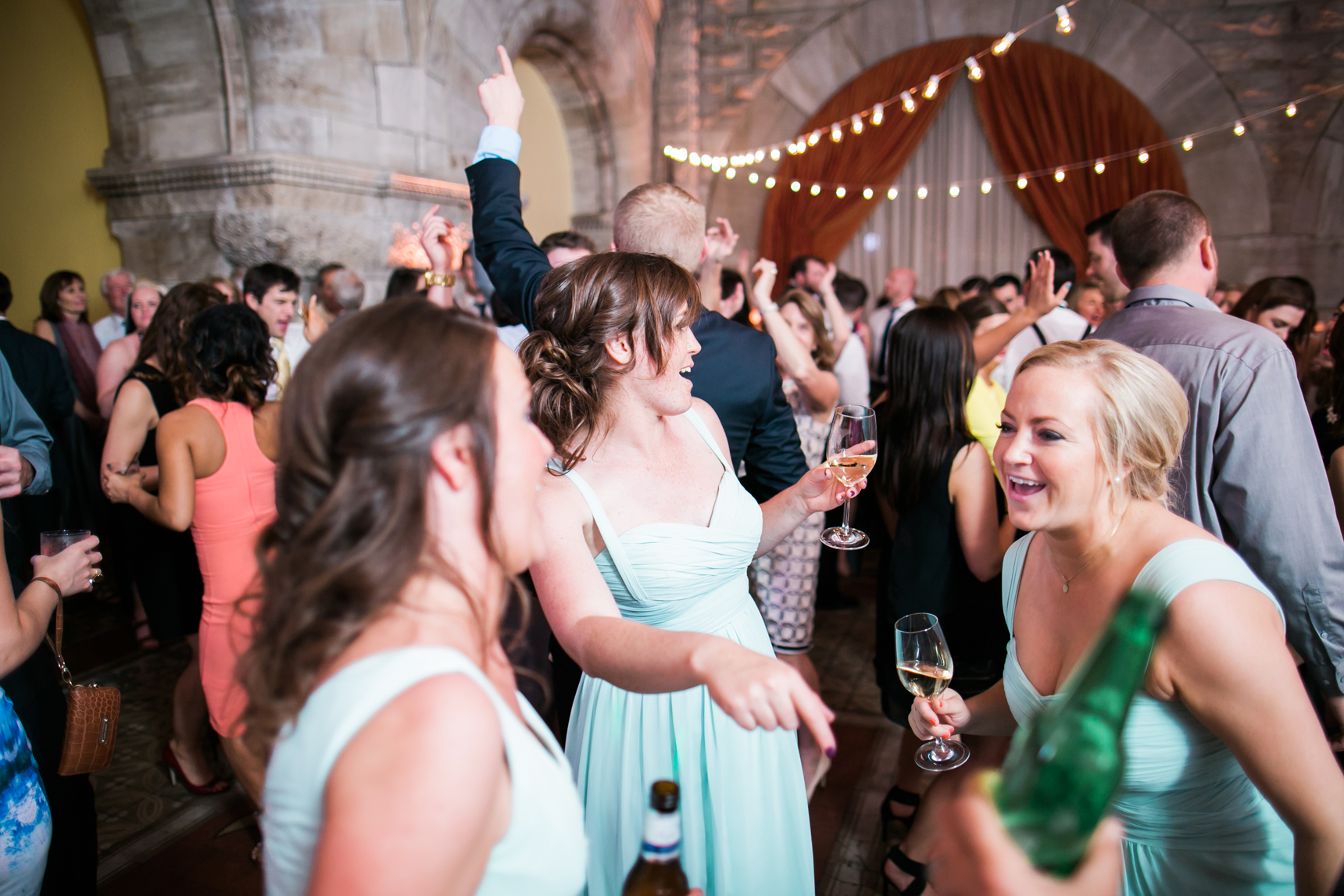 bridesmaids dancing at wedding