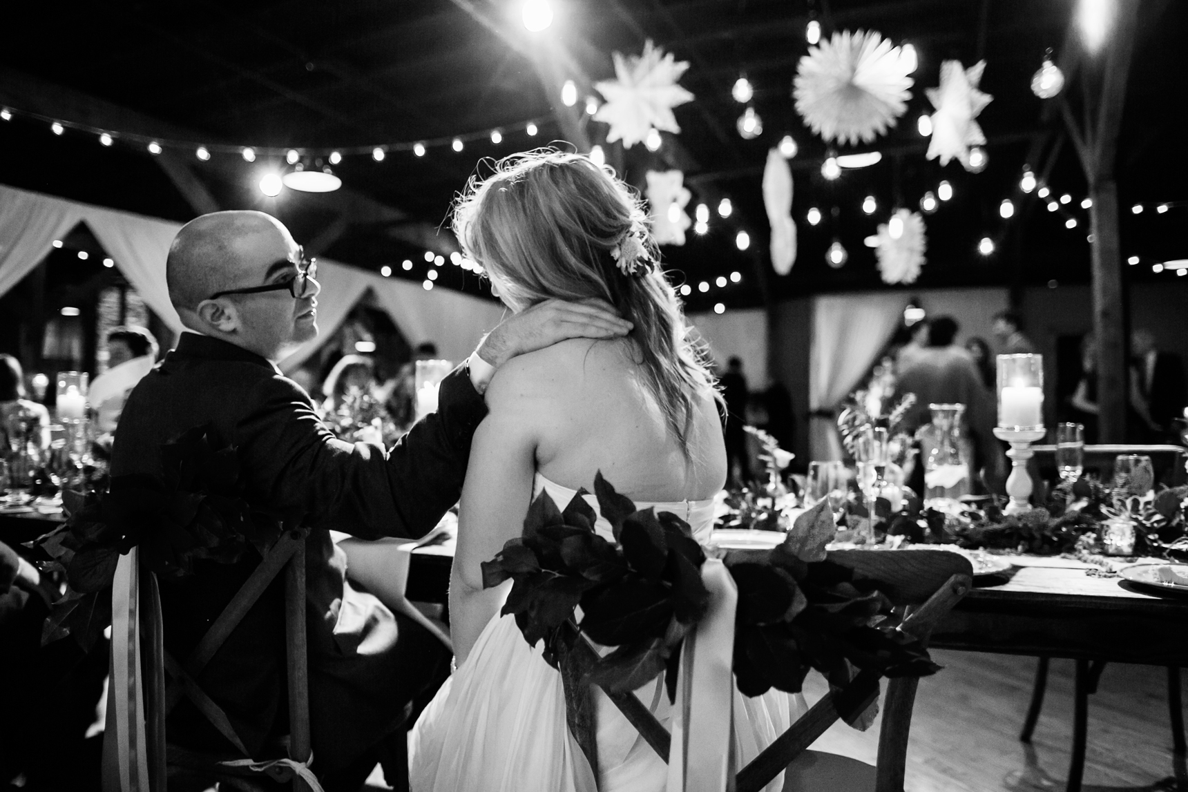 Bride and groom reception moment