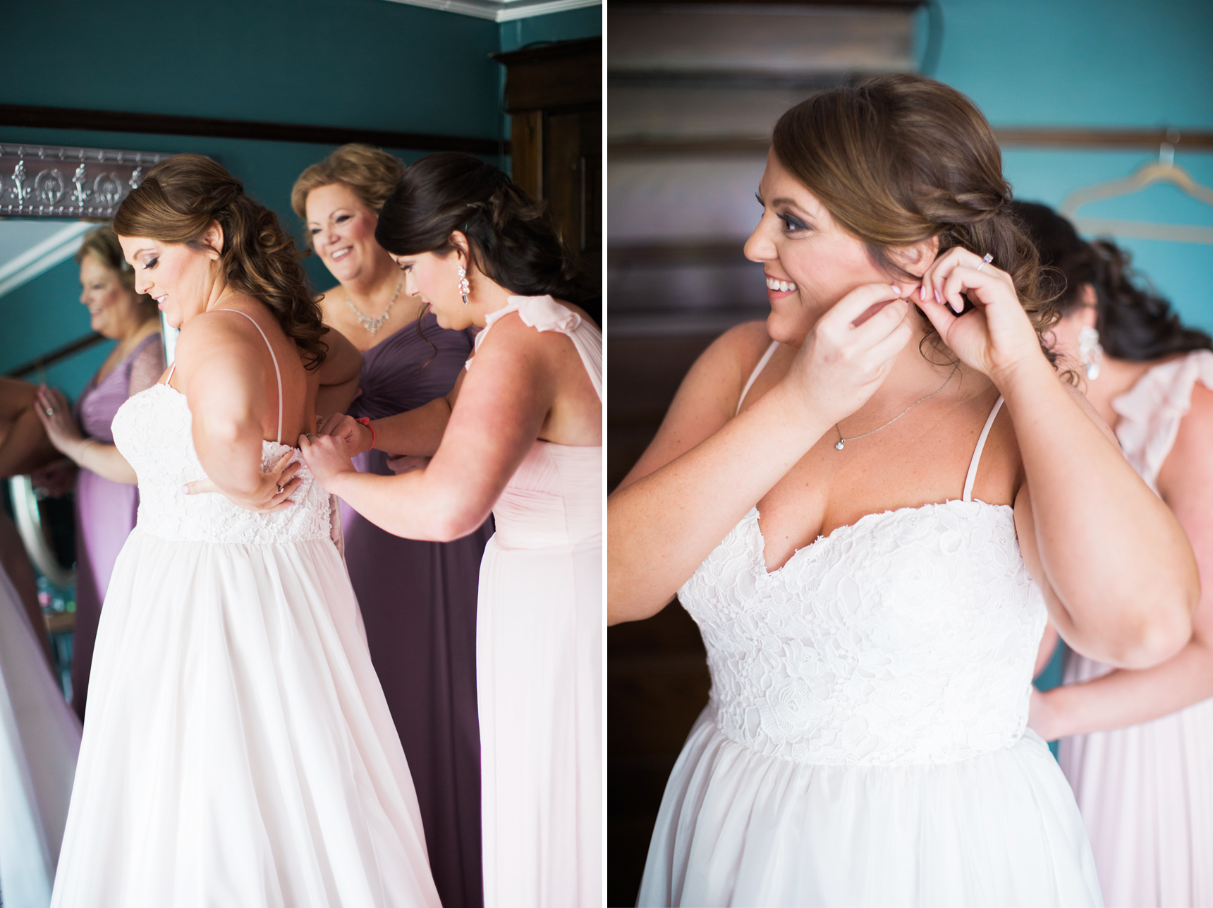 bride getting dressed