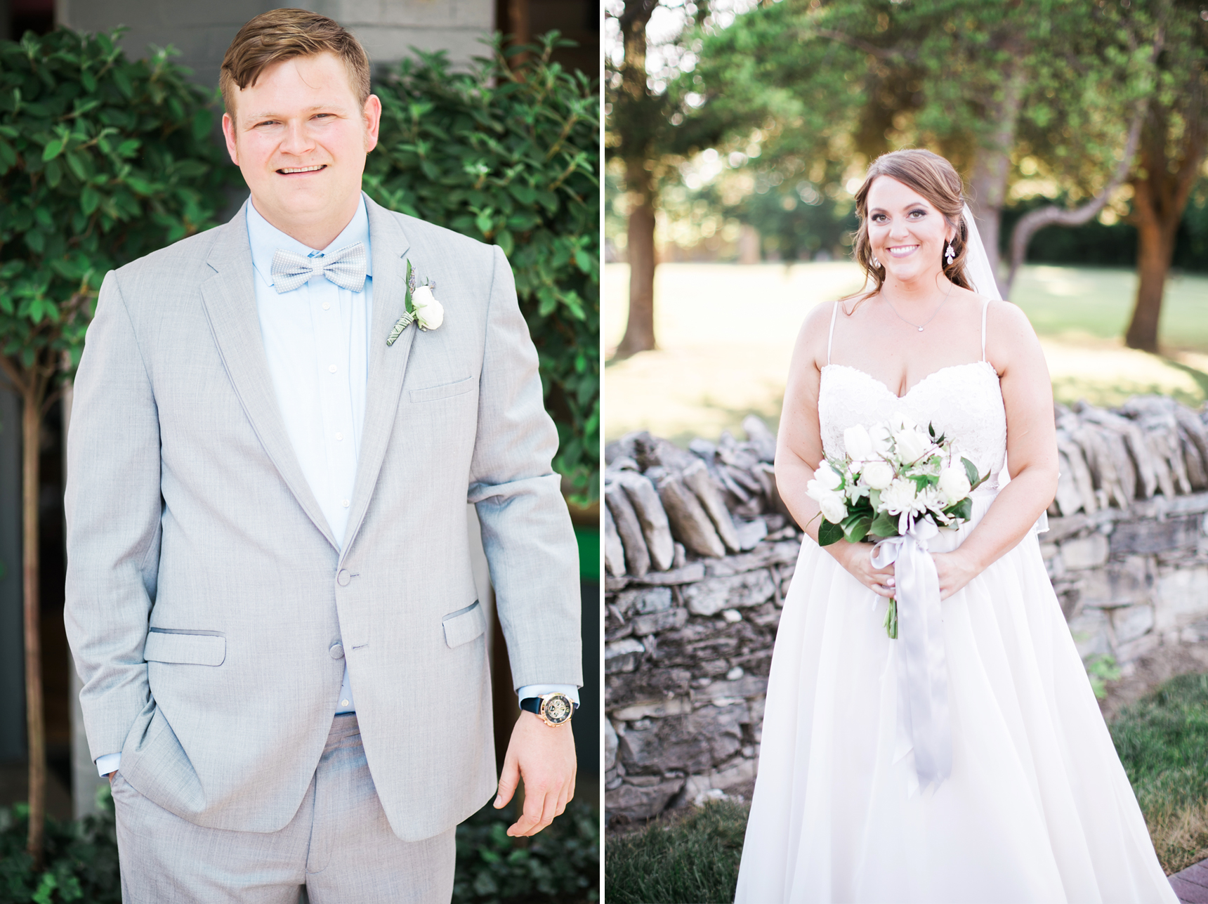 Groom in gray suit