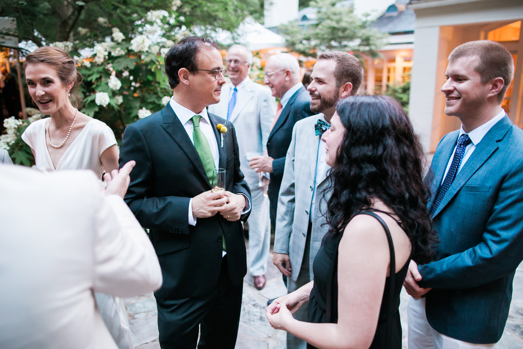 Bride and groom at cocktail hour