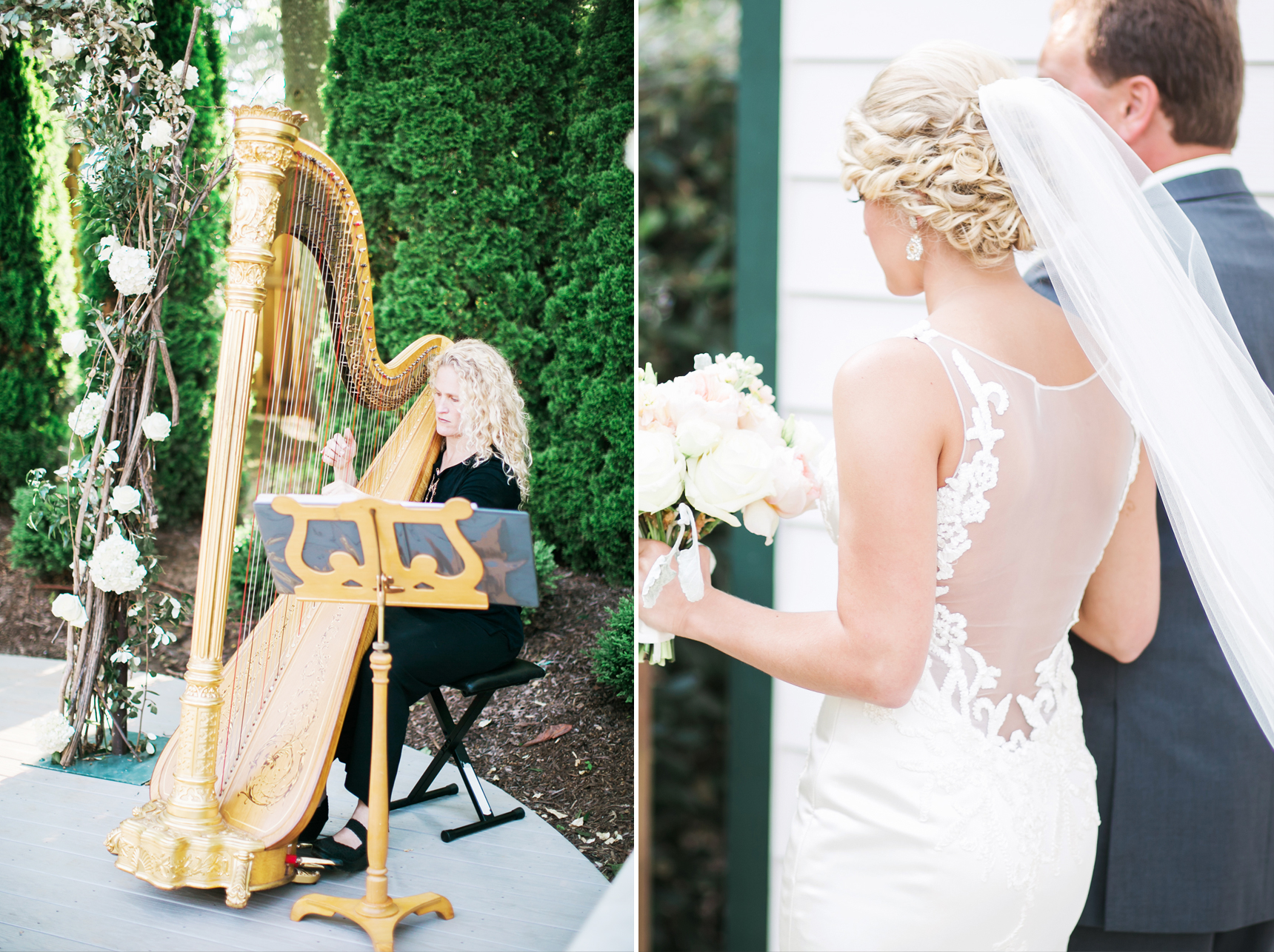 Gold harp at wedding