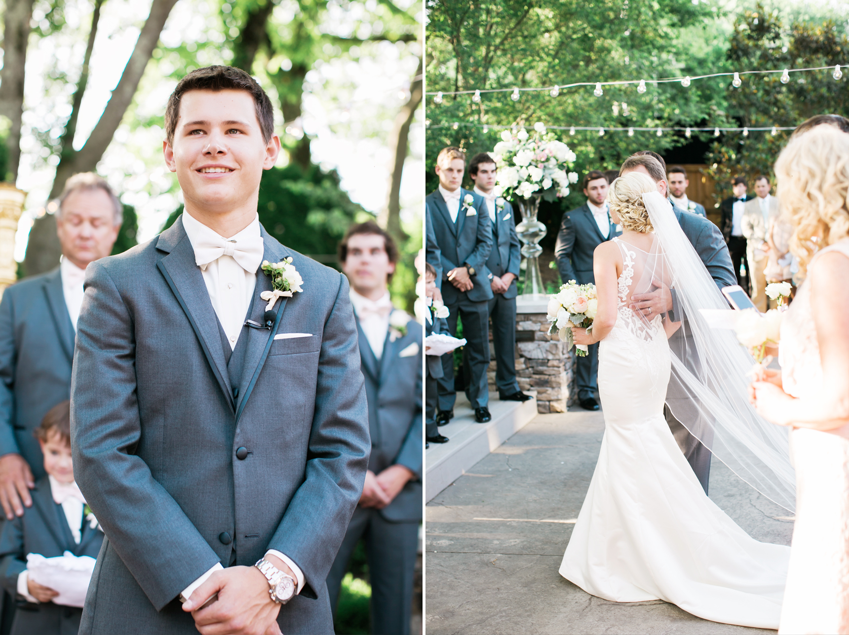 Groom seeing bride for the first time