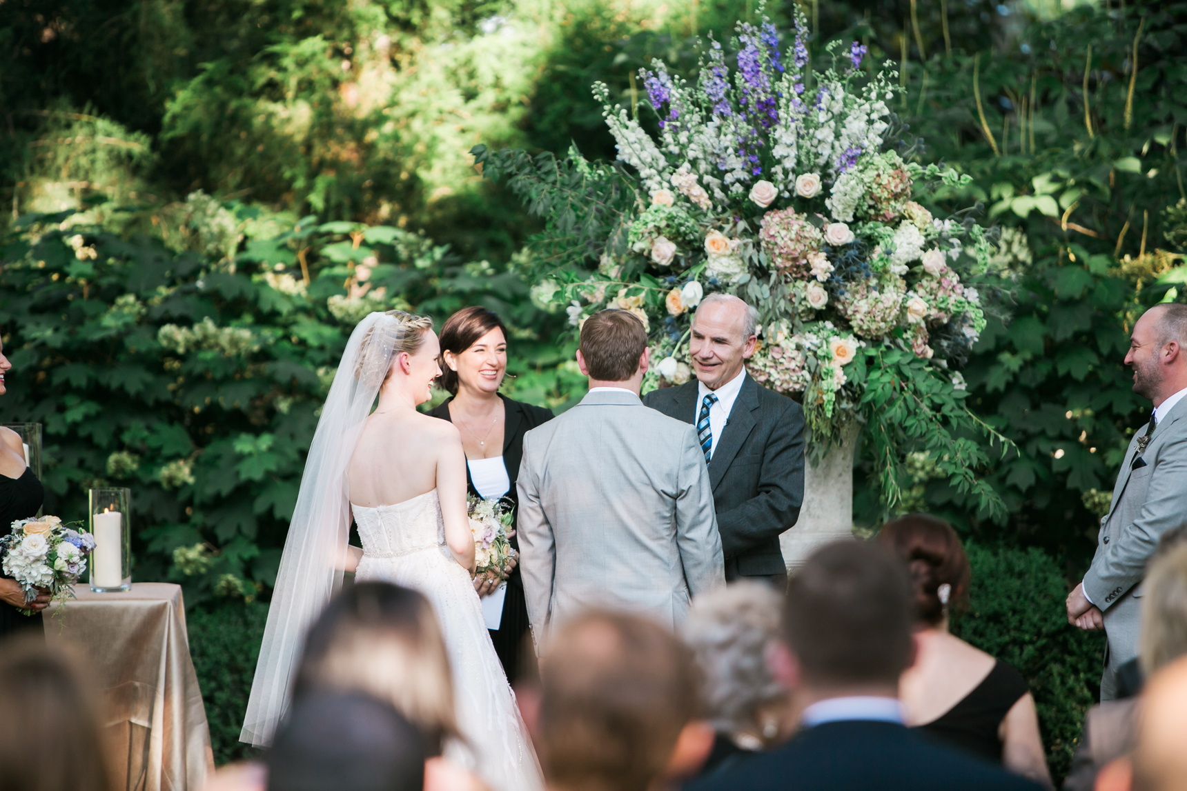 Laughing during wedding ceremony