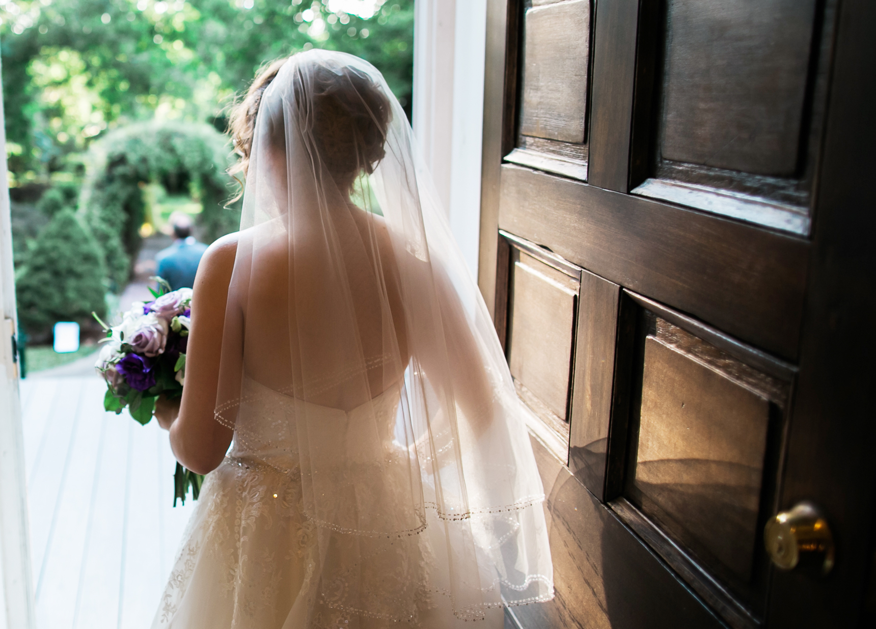 Bride walking out door