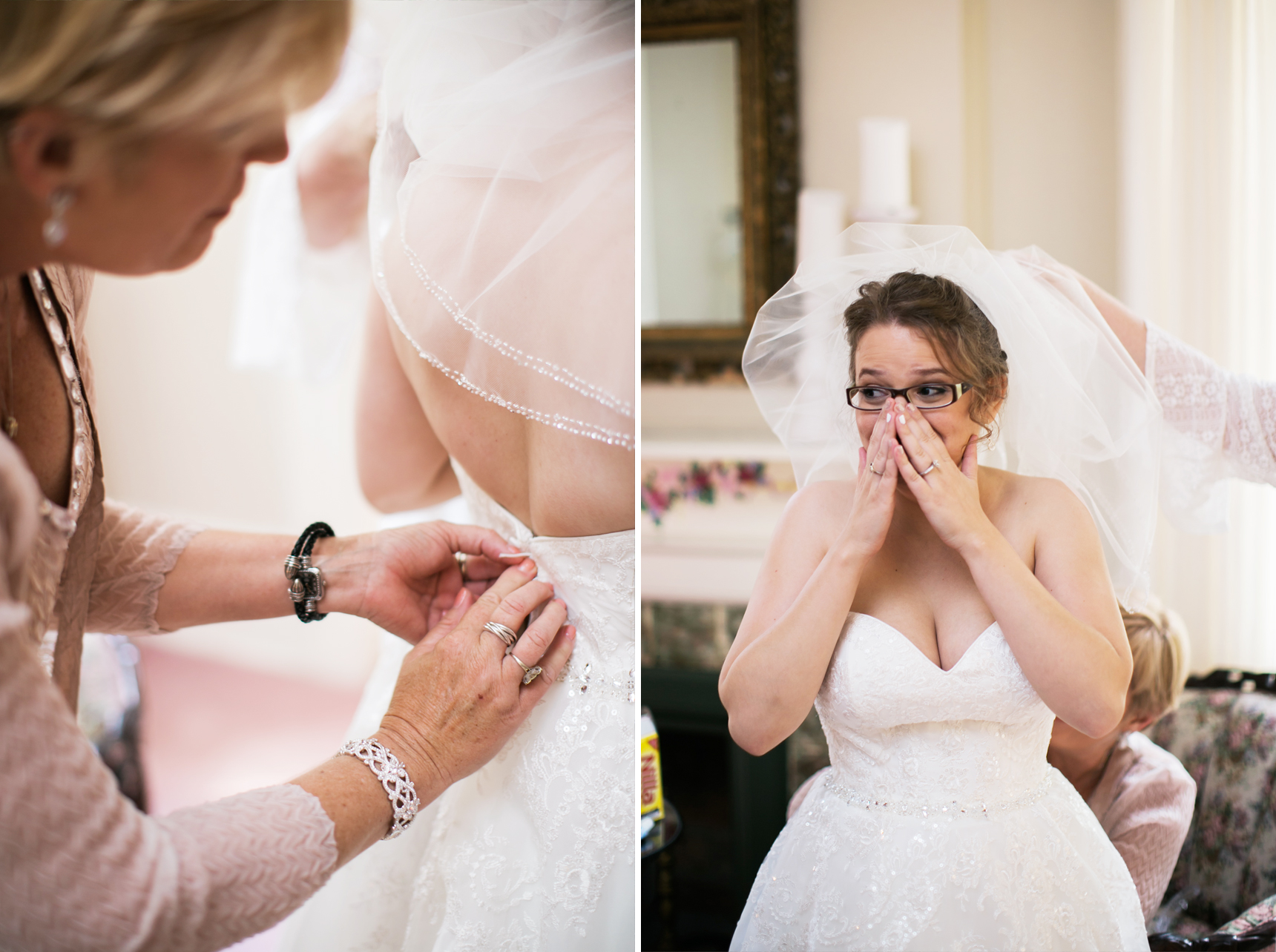 excited bride in dress