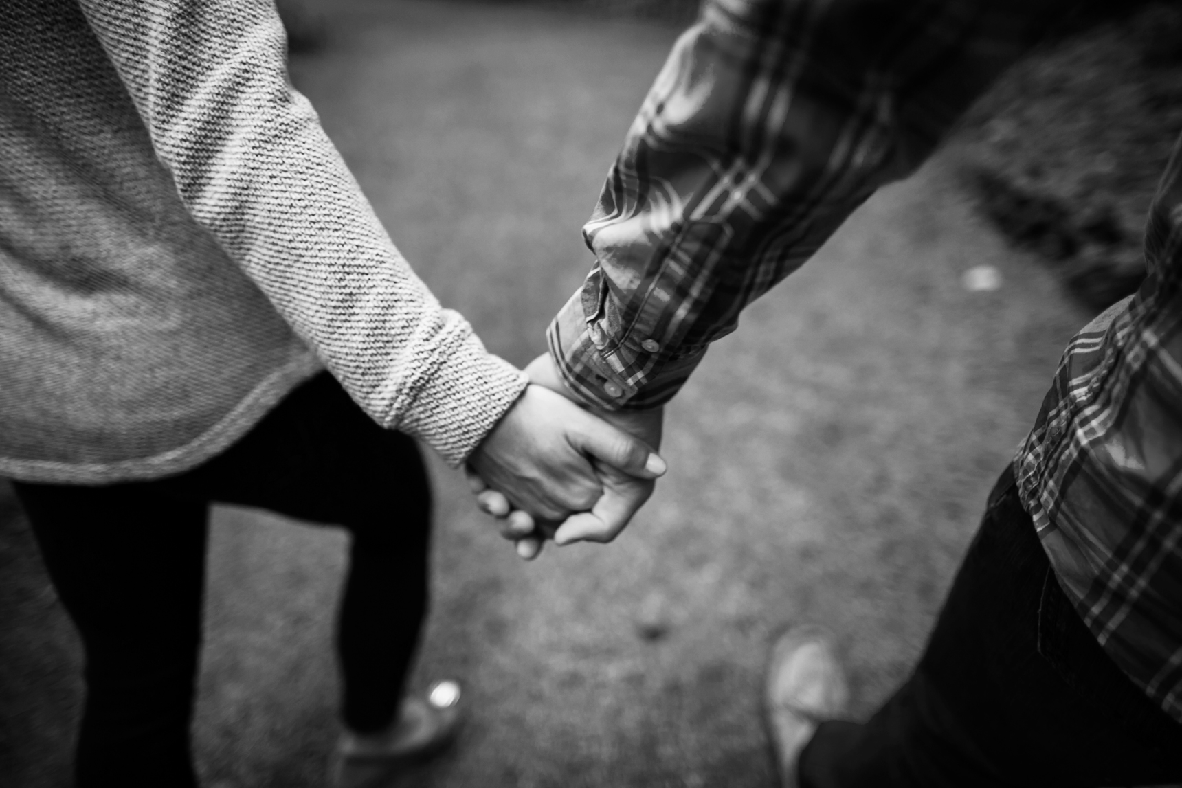 Holding hands in forest