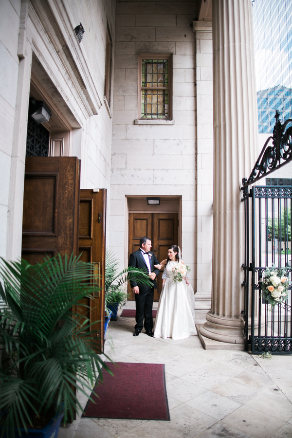 Bride about to walk down aisle