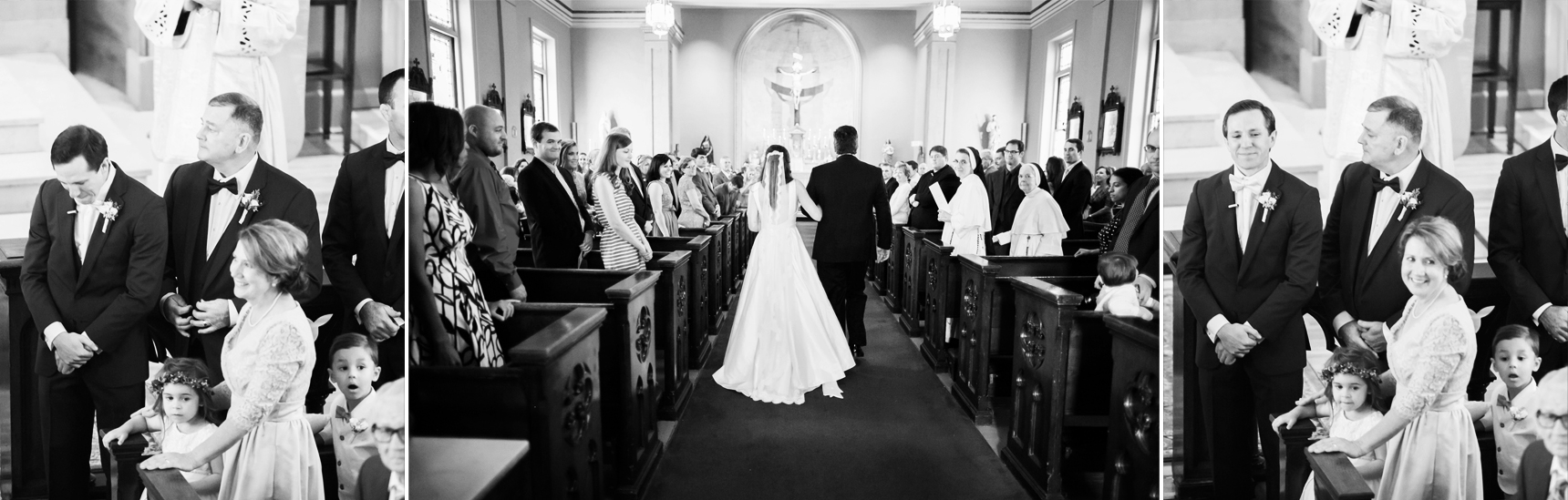 emotional groom watching bride walk down aisle