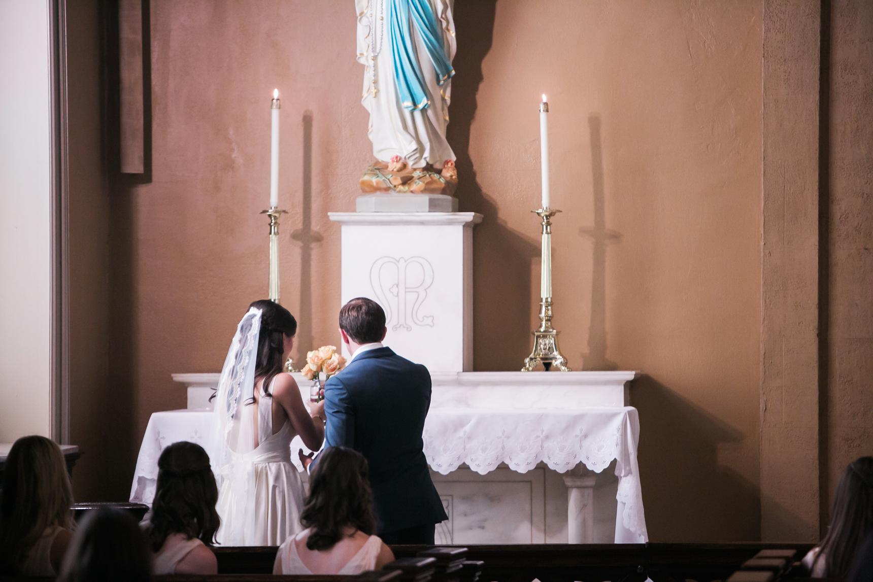 Flowers to Mary at wedding