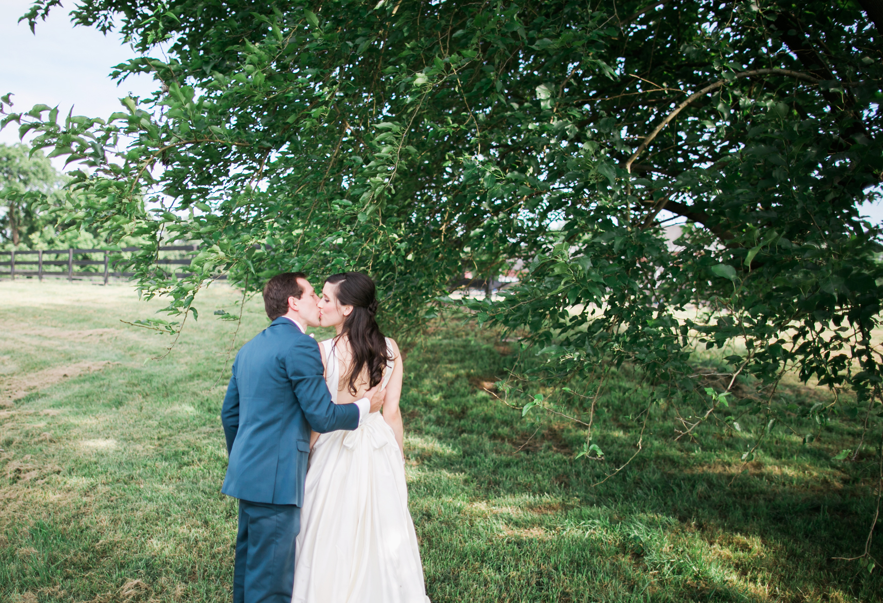 Groom kissing bride