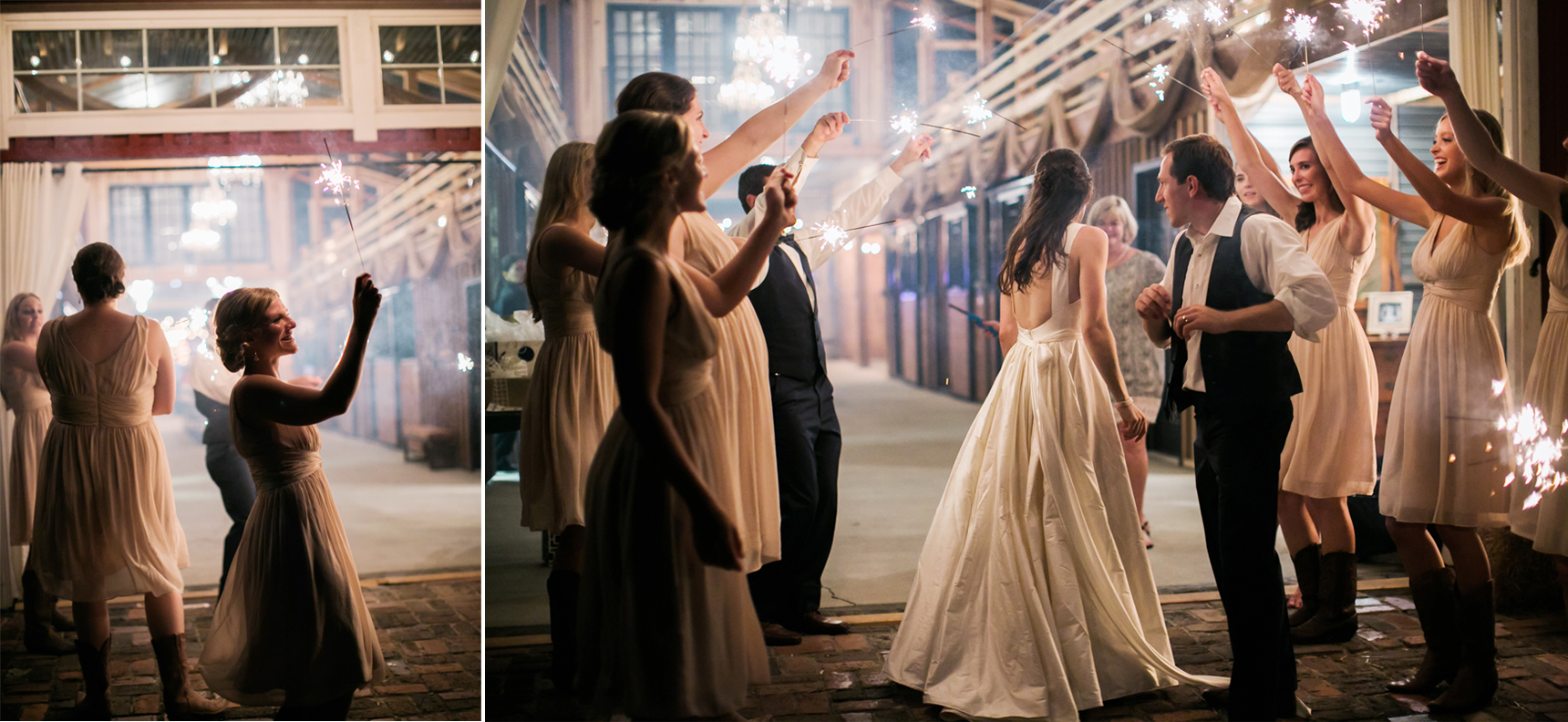 Wedding party with sparklers