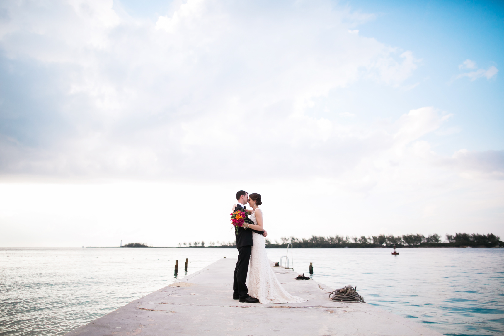 Tropical sunset wedding photos