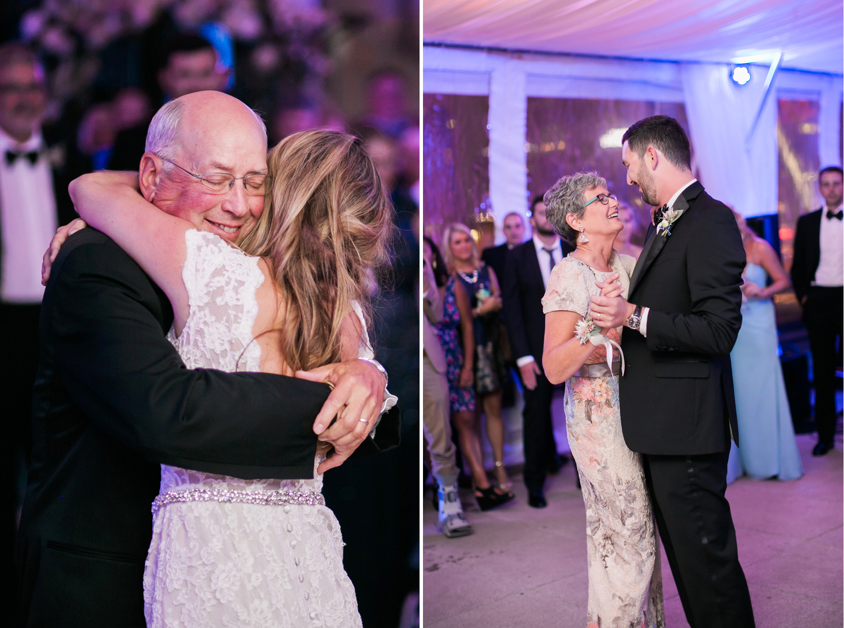Bride and groom dancing with parents
