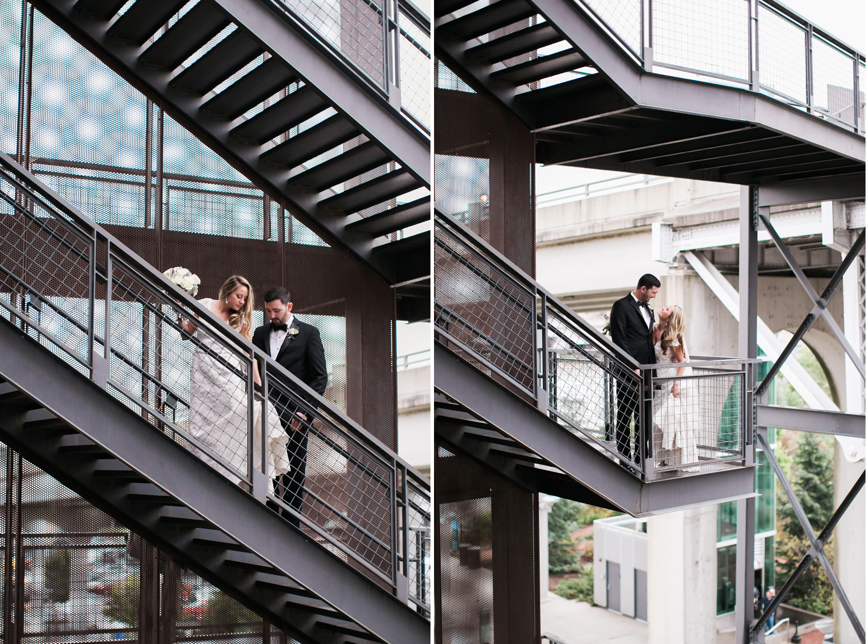 Couple walking up stairs
