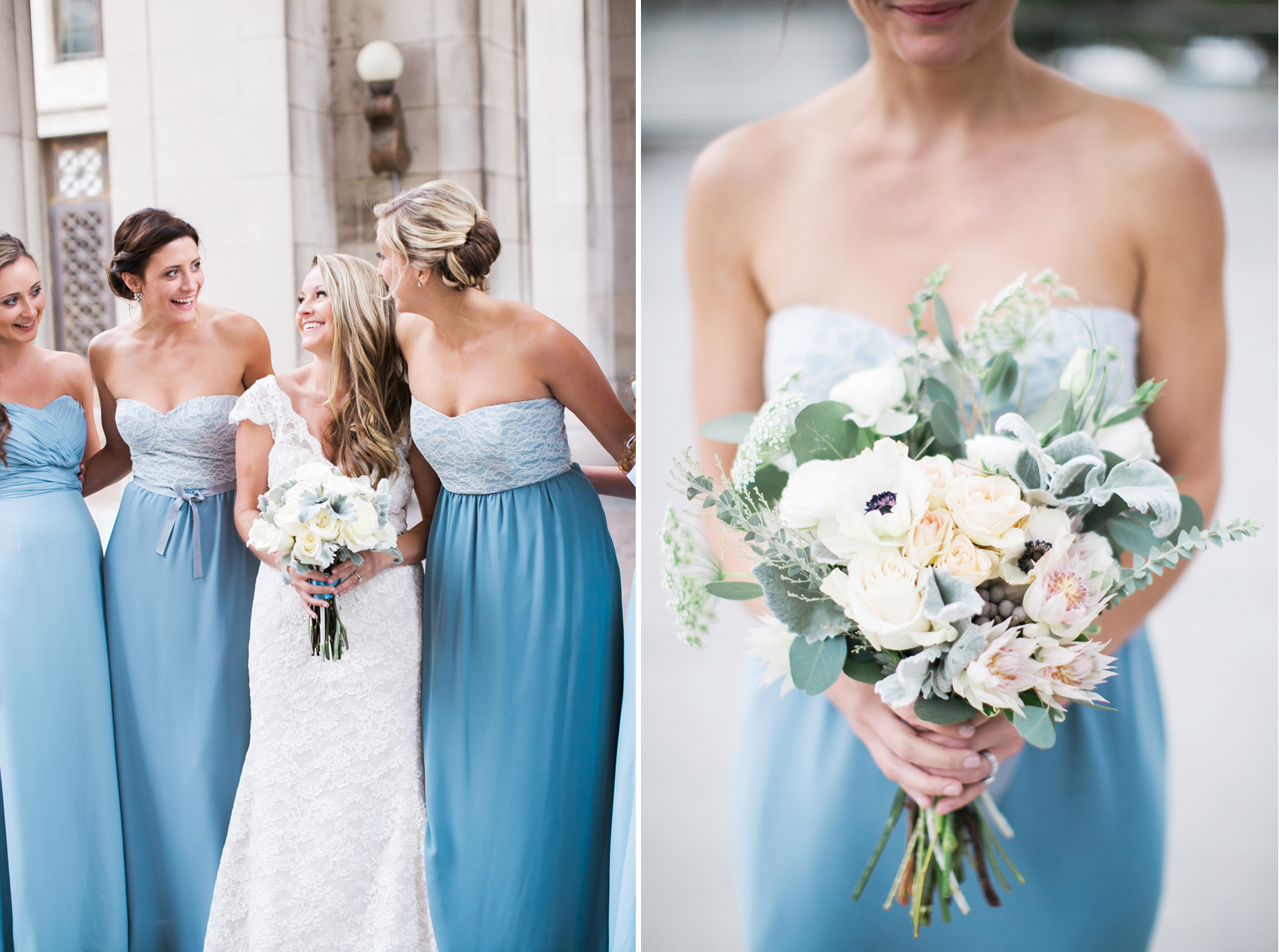 Dusty blue bridesmaid dress